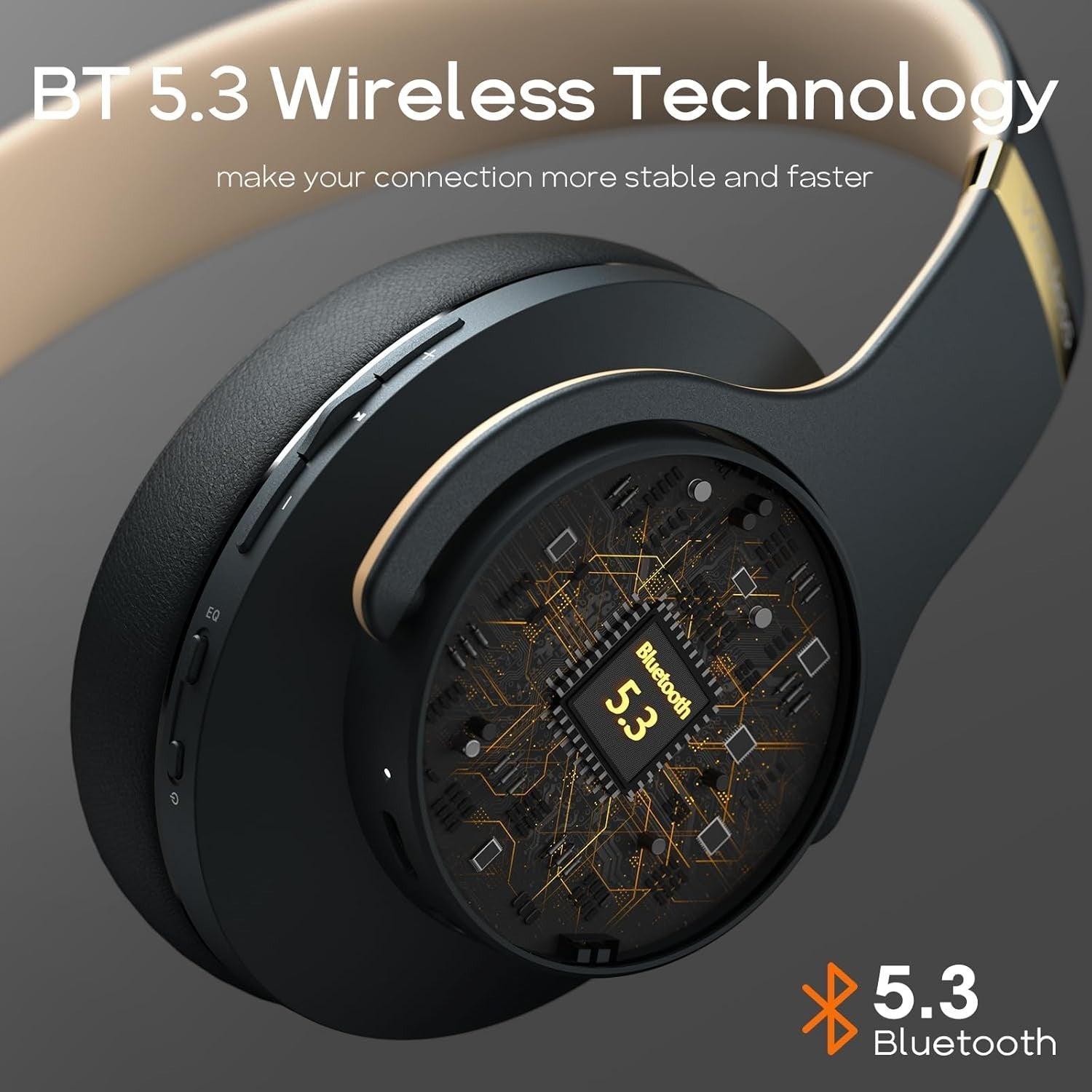Bluetooth 5.3 Headphones 90H Playtime 3 EQ Hi-Fi Stereo Over Ear