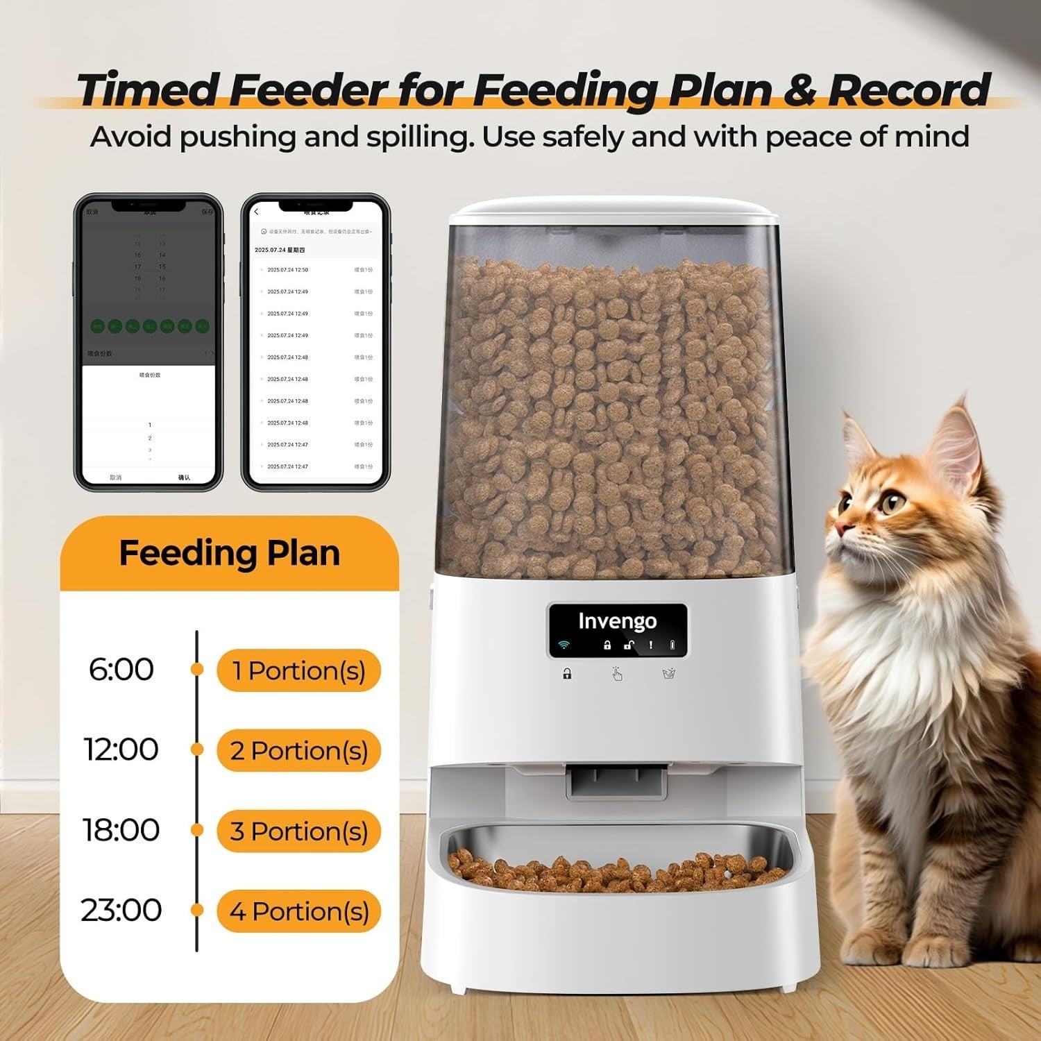 5L WiFi Automatic Cat Feeder Smart App Control Timed Food Dispenser