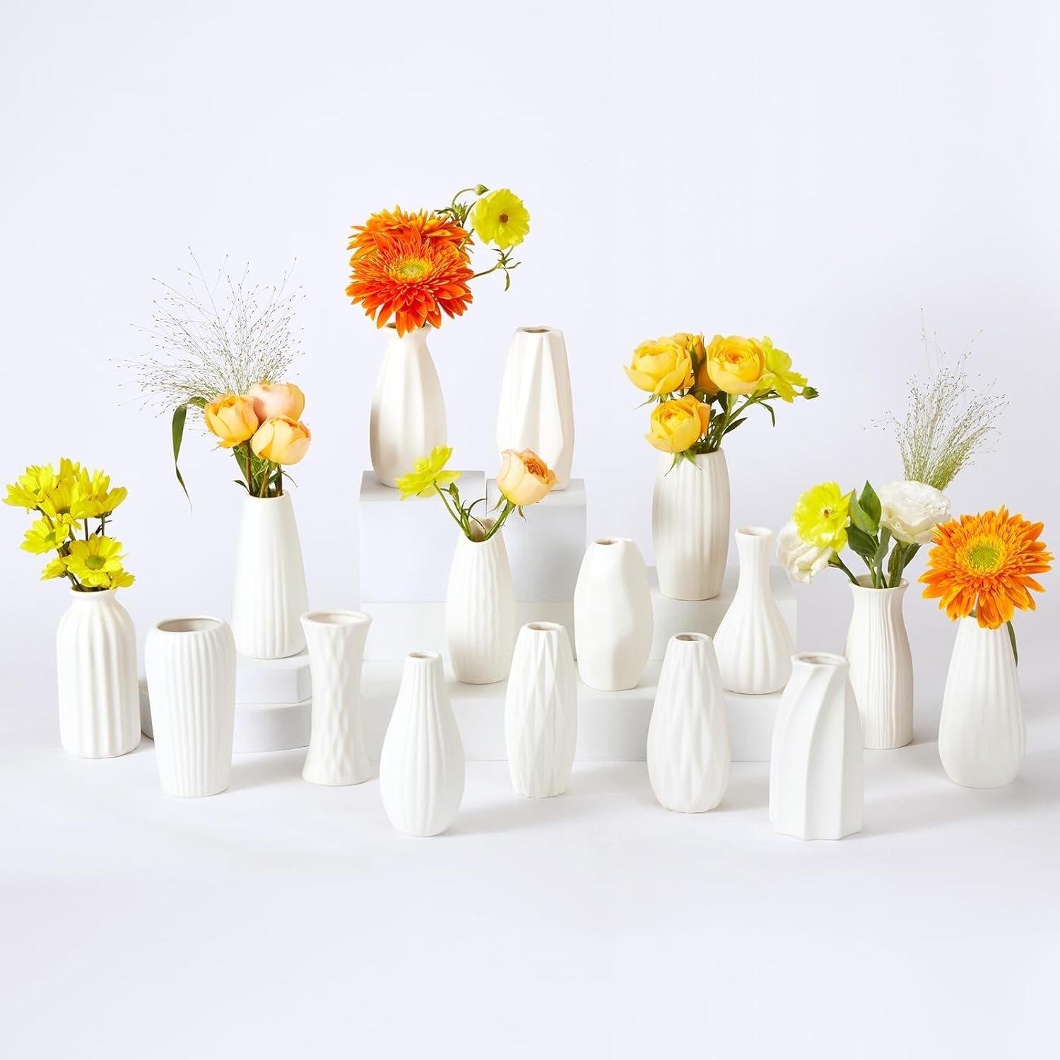 16pcs White Ceramic Bud Vase Set Wedding Table Centrepiece Home Decor