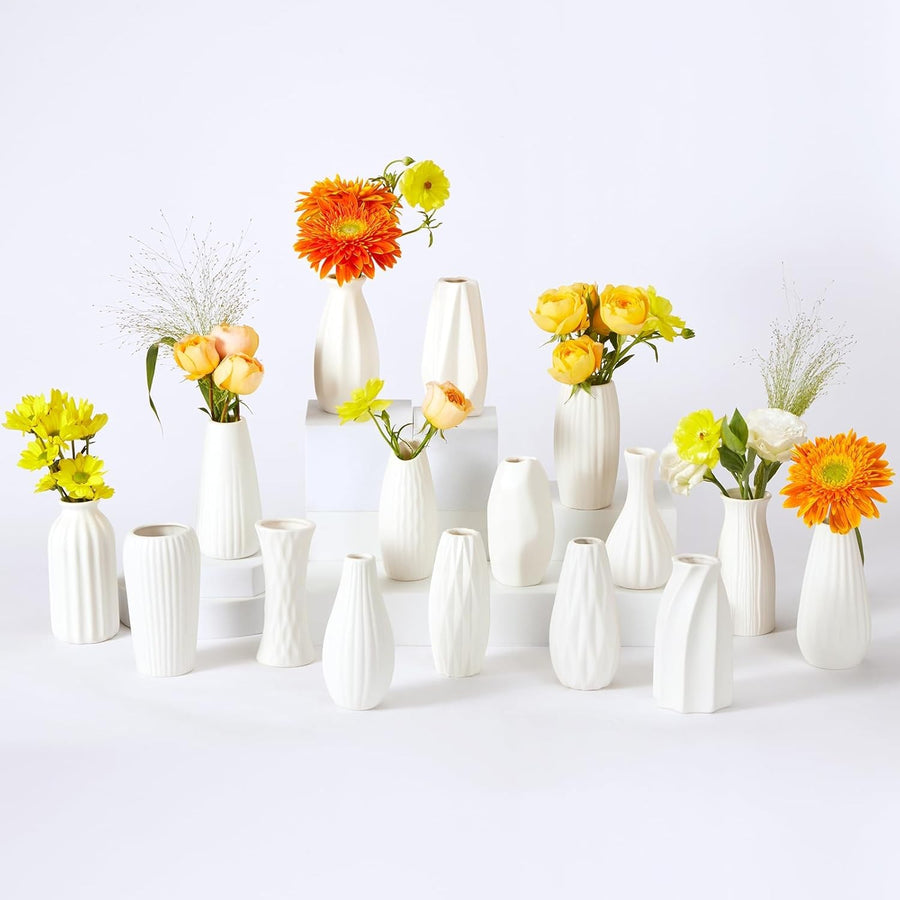16pcs White Ceramic Bud Vase Set Wedding Table Centrepiece Home Decor