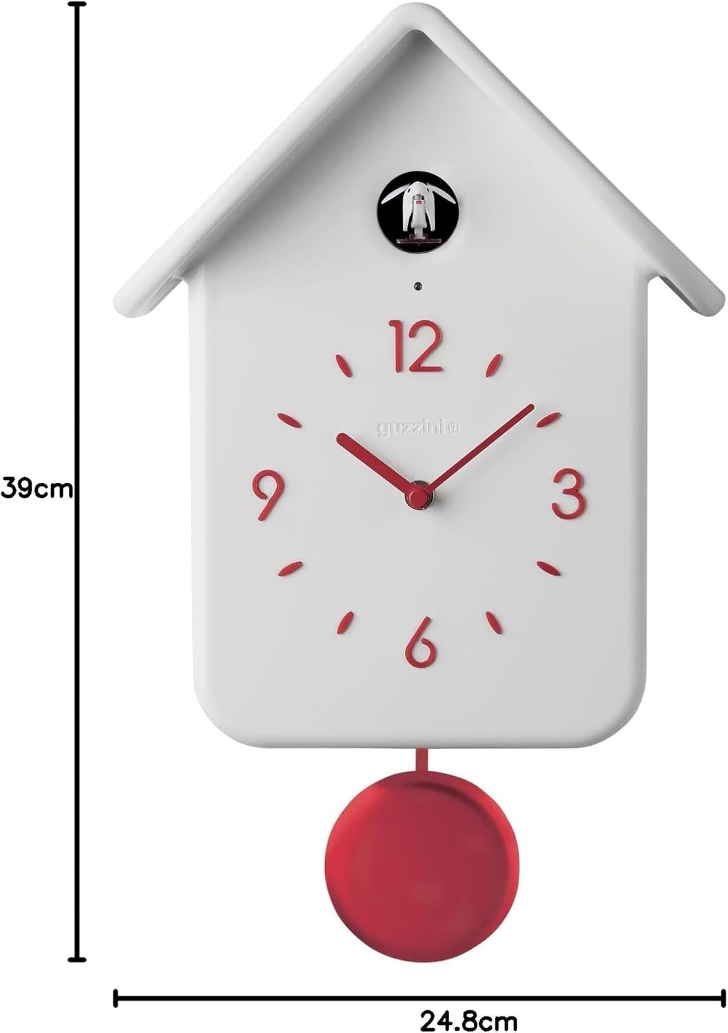 Modern Wall Cuckoo Clock Silent Bird Chirp White Battery Home Decor