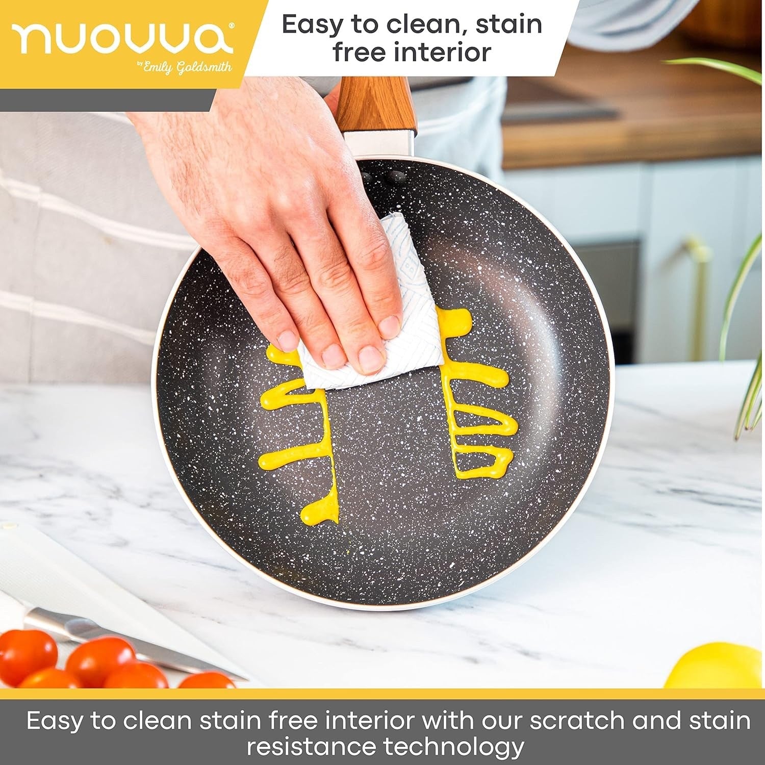 5pcs Marble Non Stick Cookware Set with Lids – Induction & Gas Compatible Pots