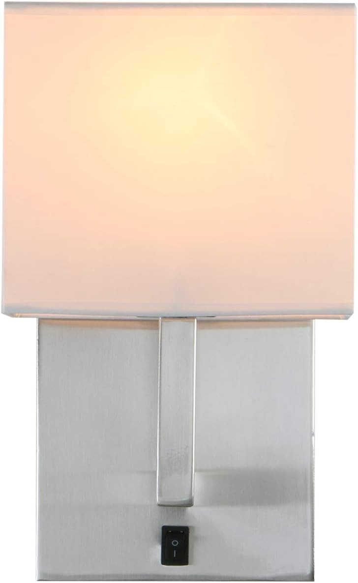 Modern Wall Lights with Switch Linen Shade LED Ready, Warm Glow, E27 Pair