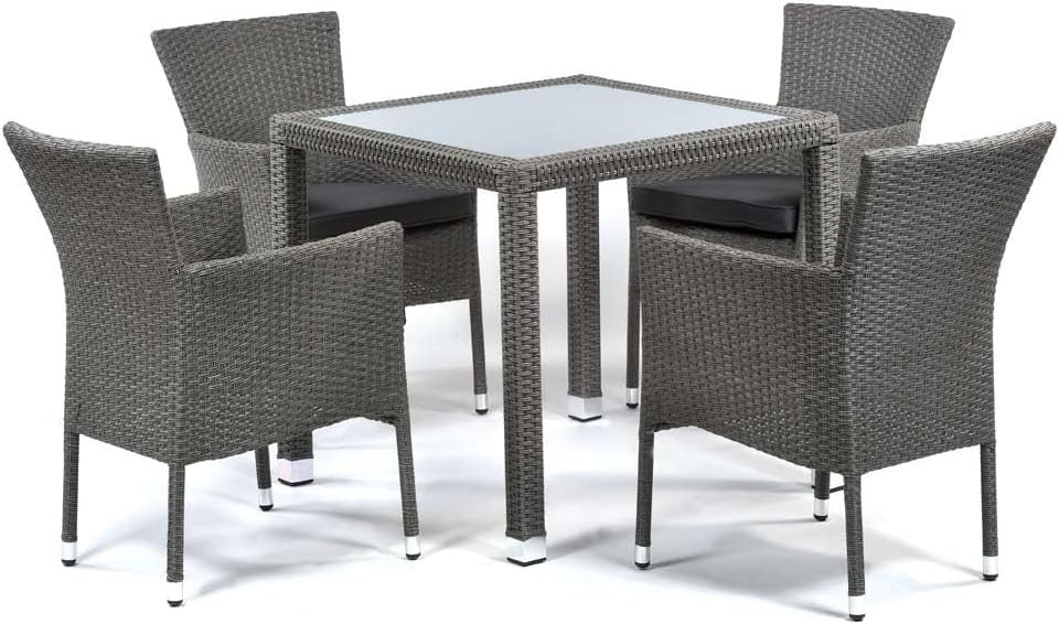 Rattan Garden Armchair with Cushion Stackable Outdoor Patio Chair Grey
