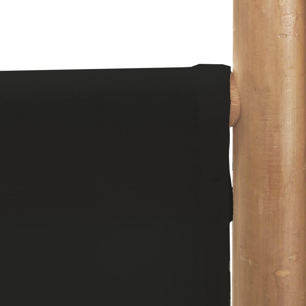 4 Panel Bamboo Folding Room Divider 160x180cm Black Canvas Privacy Screen