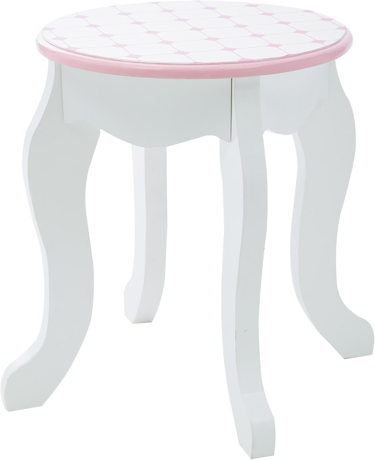 Kids Vanity Table Set w/ Mirror & Stool | Doll Play Area + Storage