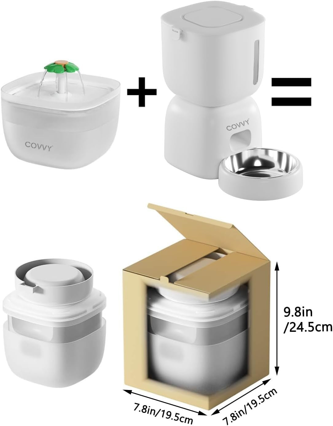 Automatic Pet Feeder & Water Fountain 3L Food 2L Water LCD Timer