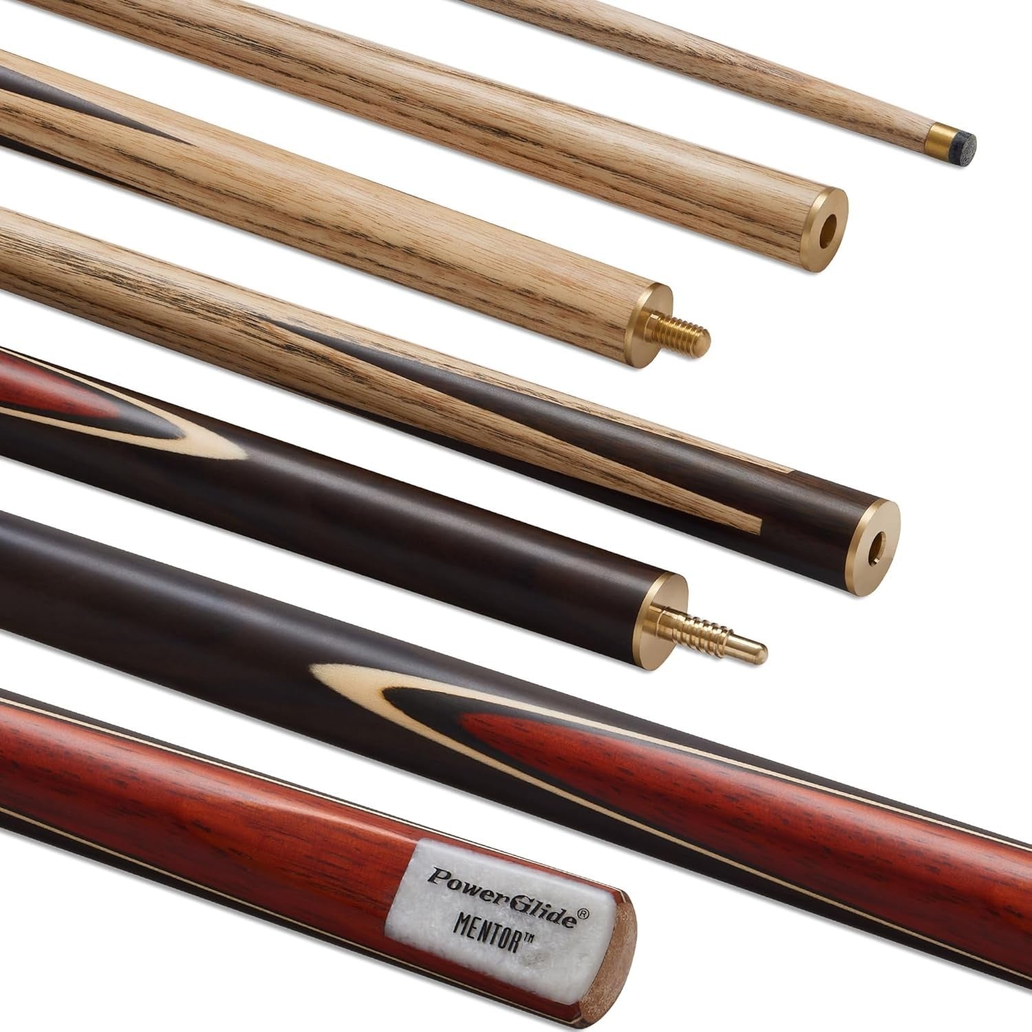 57in English Pool Cue Ash Shaft Rosewood Butt 8.5mm Tip 3pc