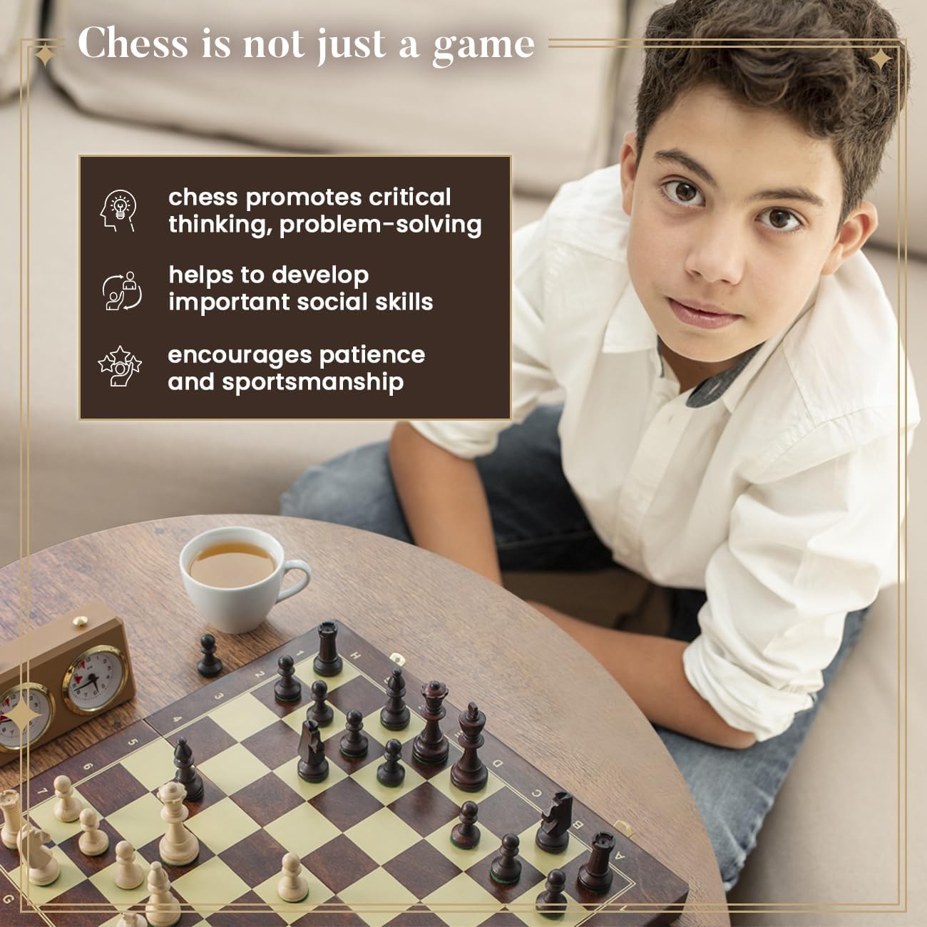 41cm Wooden Chess Set | Large Portable Tournament Board & Staunton Pieces