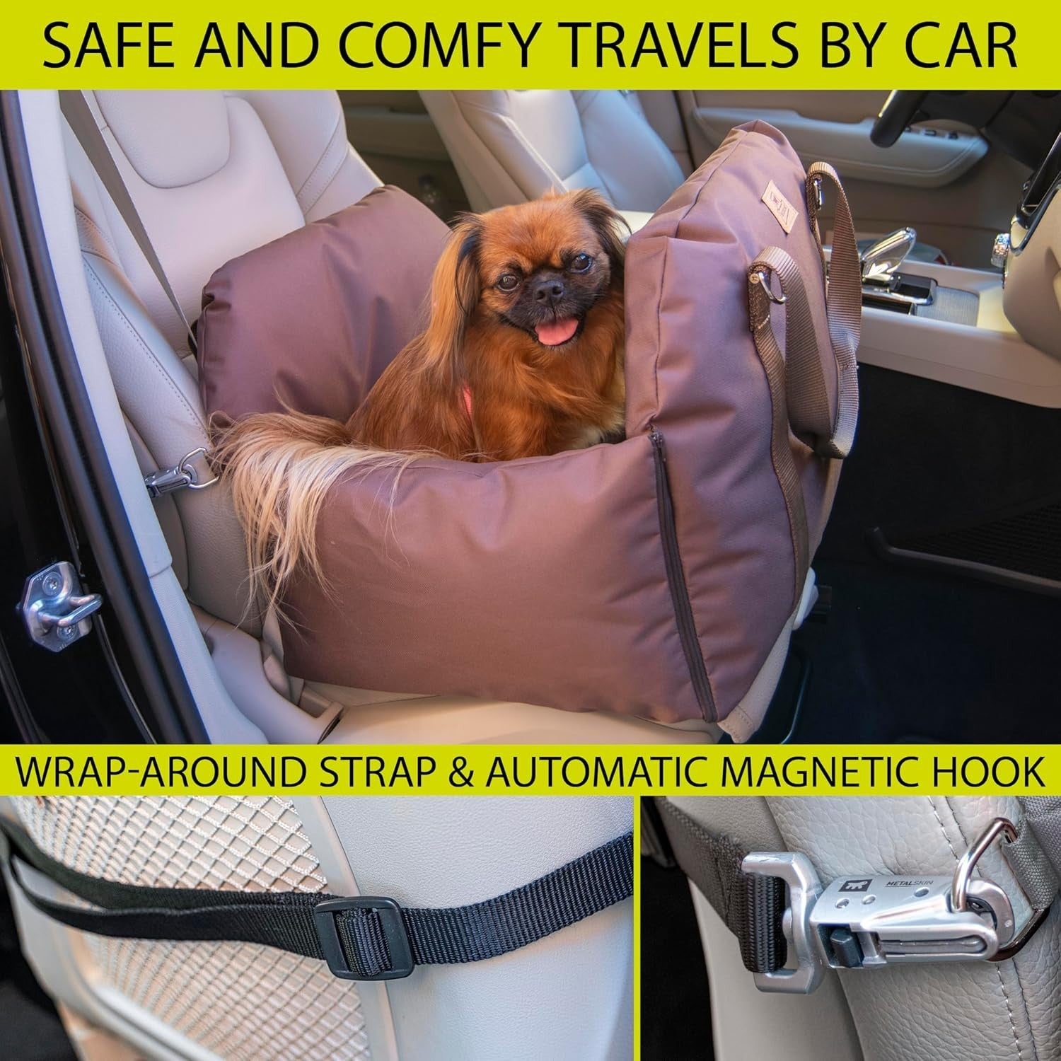 Dog Car Carrier Travel Bag Seat Attachment Reversible Cushion 15kg