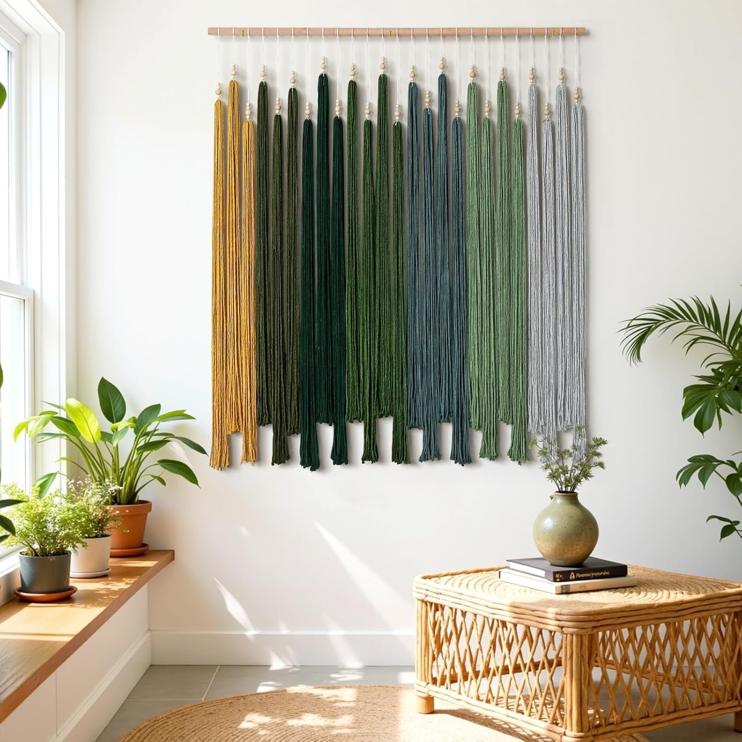 Large Macrame Wall Hanging Beaded Tassel Boho Handmade Wall Decor