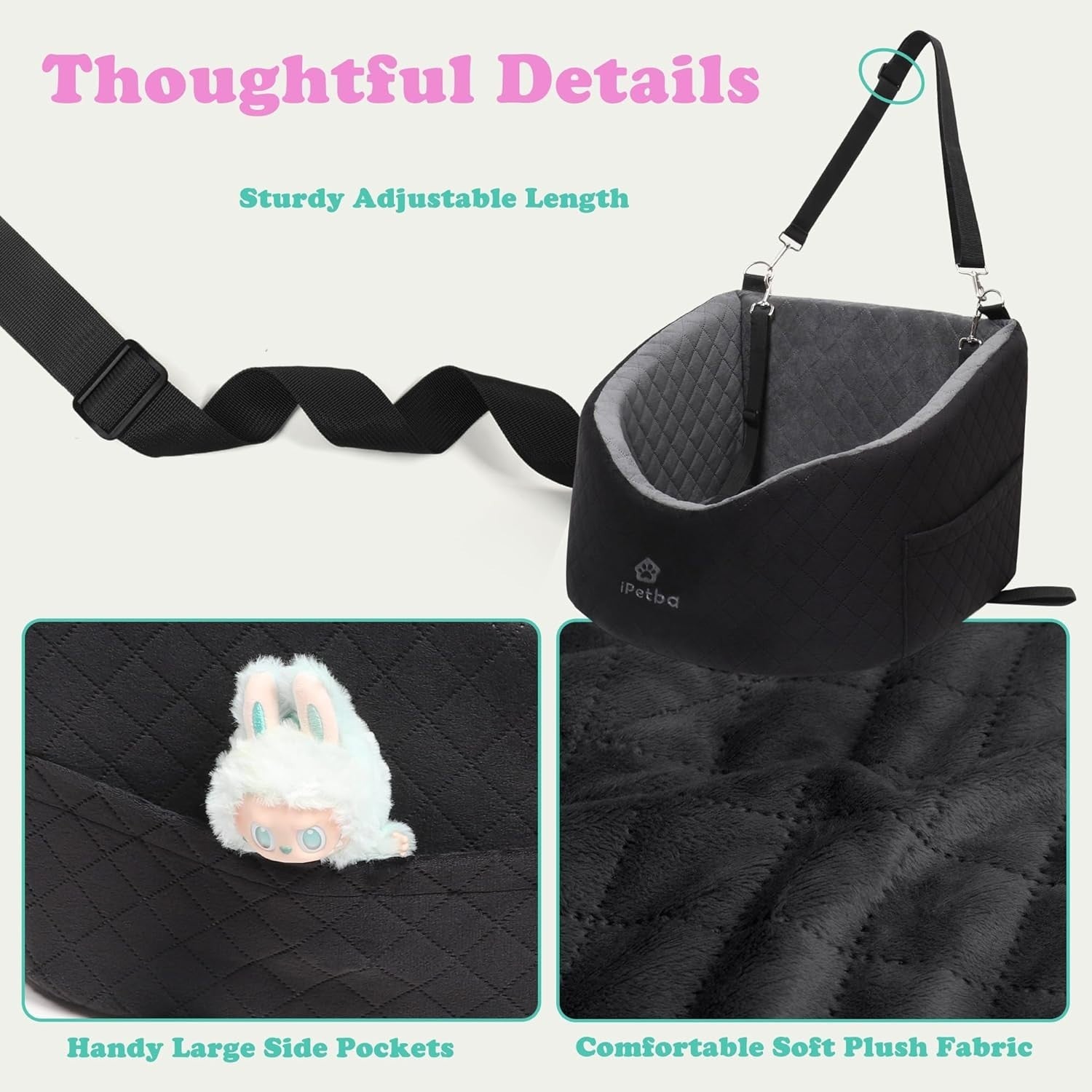 Memory Foam Dog Car Seat Booster Travel Bed Washable Pet Carrier 30lb