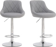 Set of 2 Adjustable Swivel Bar Stools – Grey L-Shape