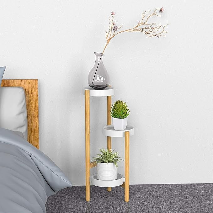 3 Tier Tall Bamboo Plant Stand Indoor Outdoor Flower Display Shelf Rack