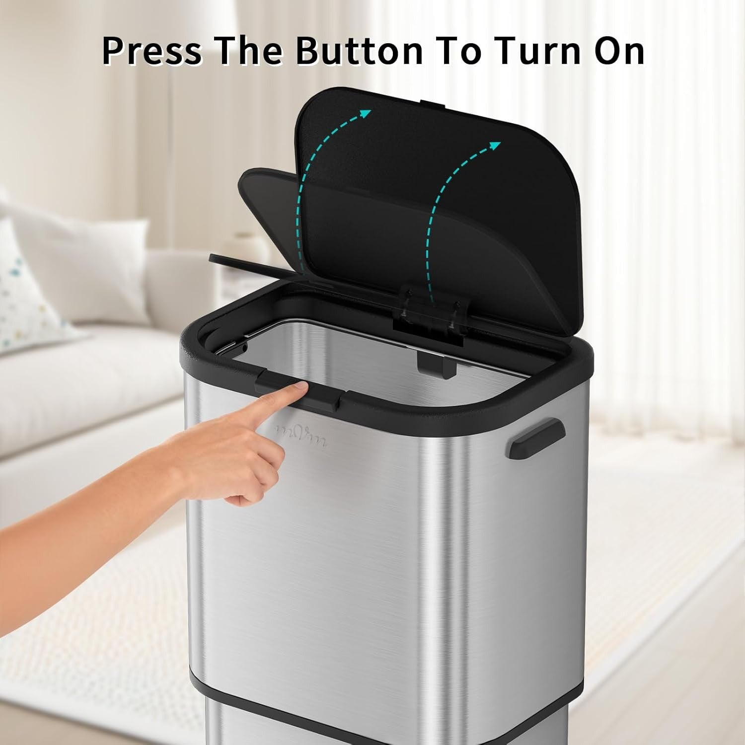70L Kitchen Trash Bin | Stainless Steel Large Garbage Bin with Lid