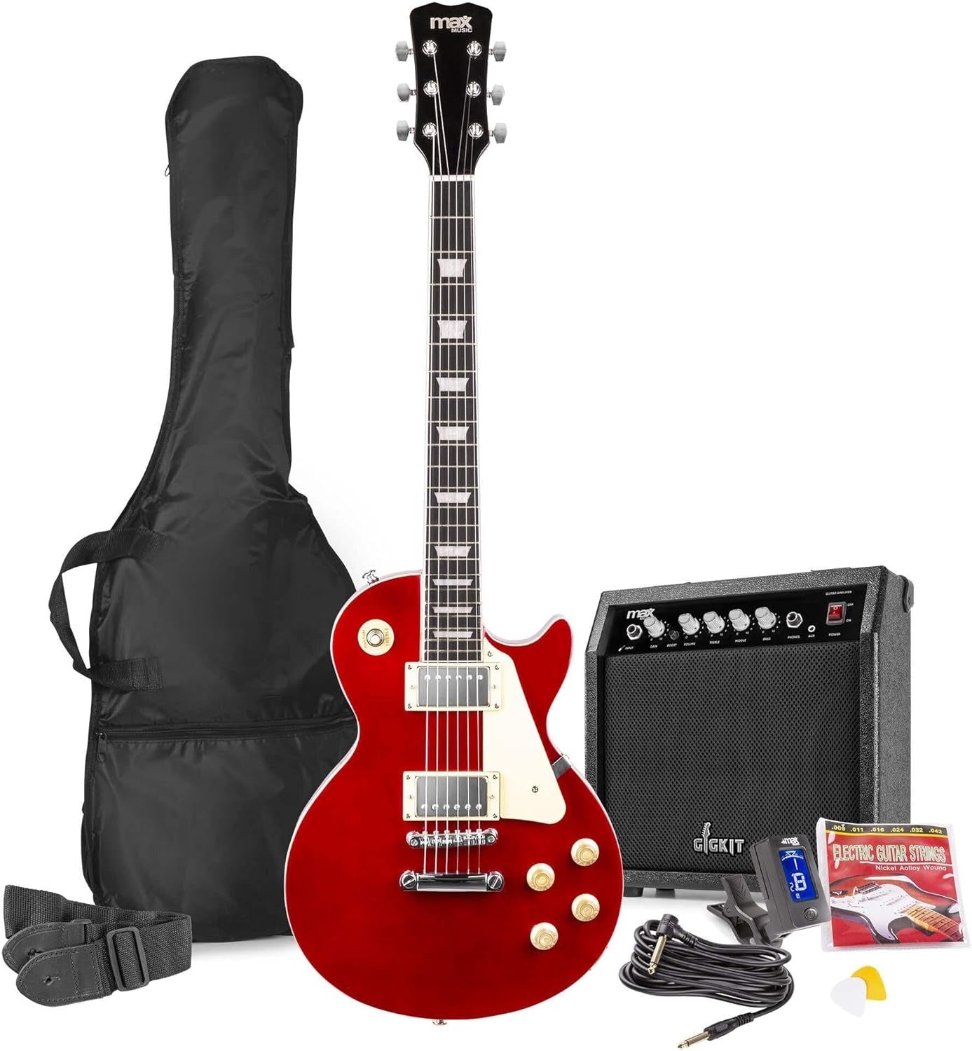 SC Style Electric Guitar Starter Kit 40W Amp Dark Red