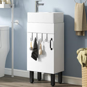 White Under Sink Vanity Cabinet with Basin & Storage 86.5cm Bathroom Unit