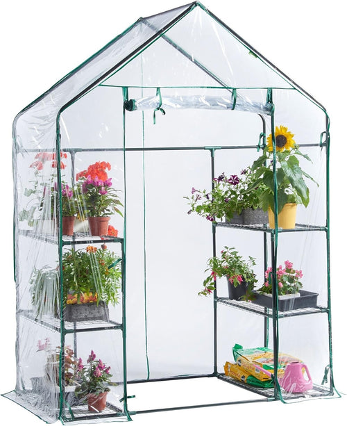 Walk-In Greenhouse with 6 Shelves | Weatherproof PVC Cover | Steel Frame