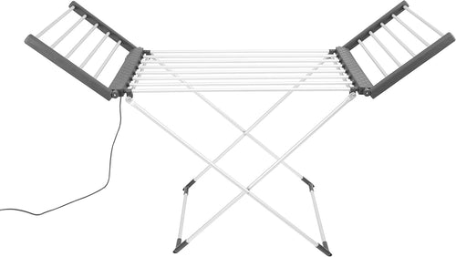 Electric Heated Clothes Airer Folding Dryer 18 Bars With Heated Wings Indoor