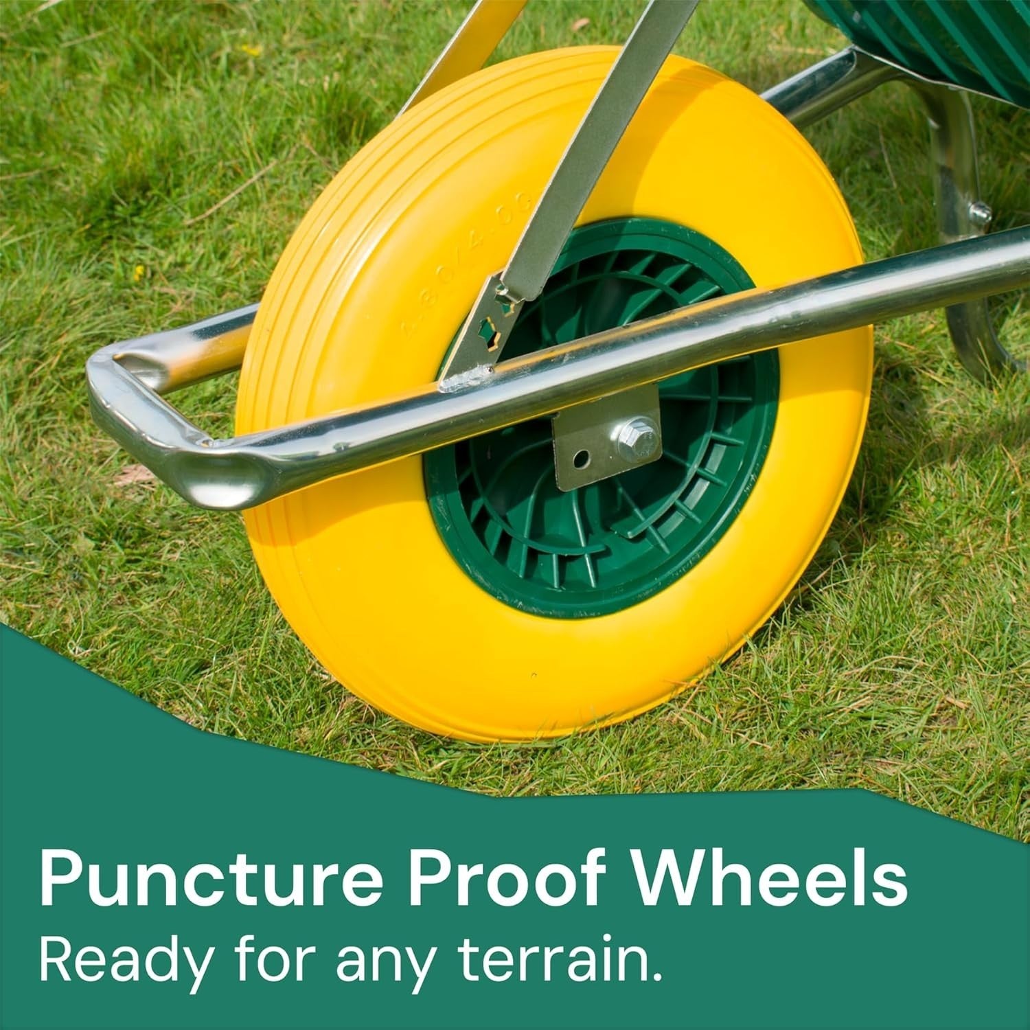 110L Garden Wheelbarrow – Green Plastic Tub w/ Steel Frame Reinforced Tyre 150kg