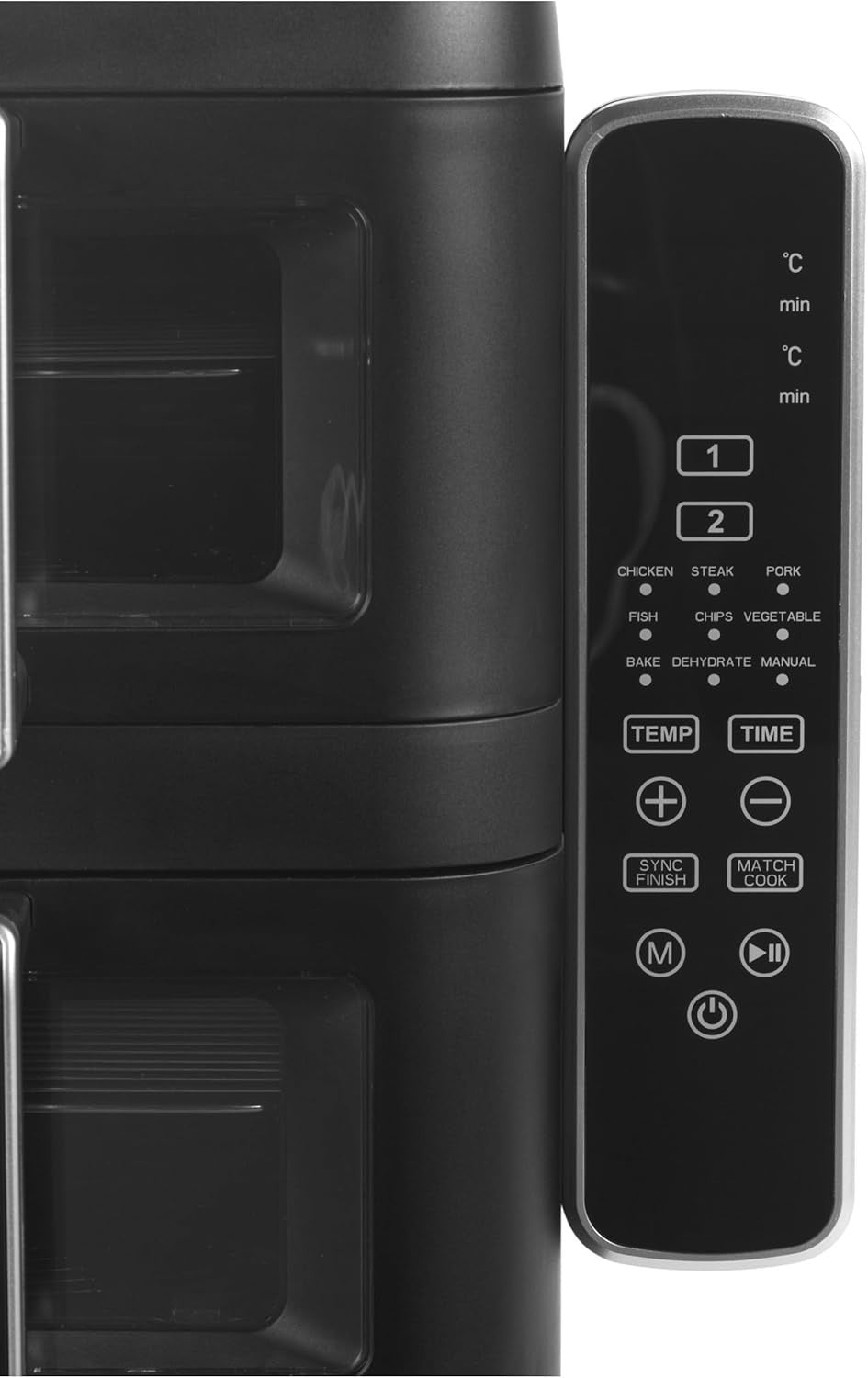 9L Dual Tier Air Fryer Stacked 2 Basket Window Touch LED 9 Presets 2400W