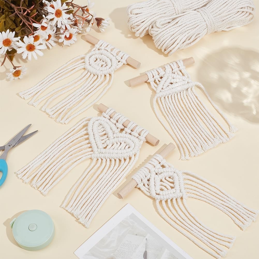 Boho Macrame DIY Kit 4 Tassel Wall Hangings Cotton Rope Decor
