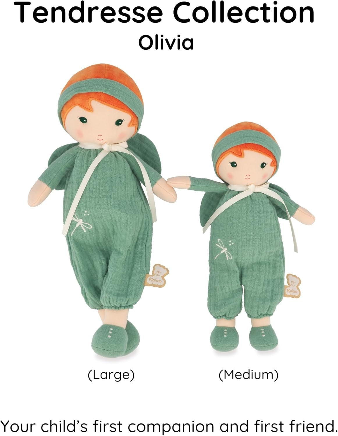 32cm Soft Fabric Rag Doll Muslin Dungarees Personalised Ribbon Newborn Gift