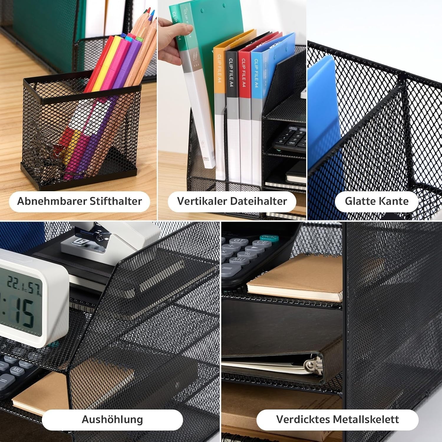 4-Tier Stackable Desk Organizer Letter Tray – Metal File Holder