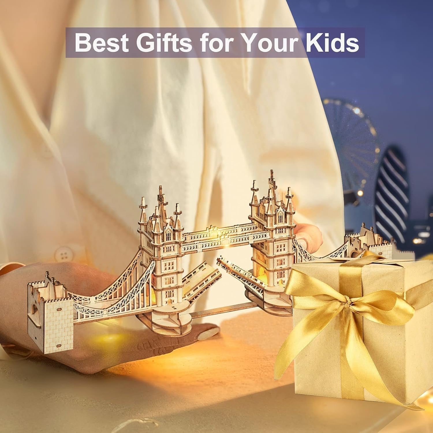 3D Wooden Tower Bridge Puzzle Model Kit – Laser Cut, Easy Assembly