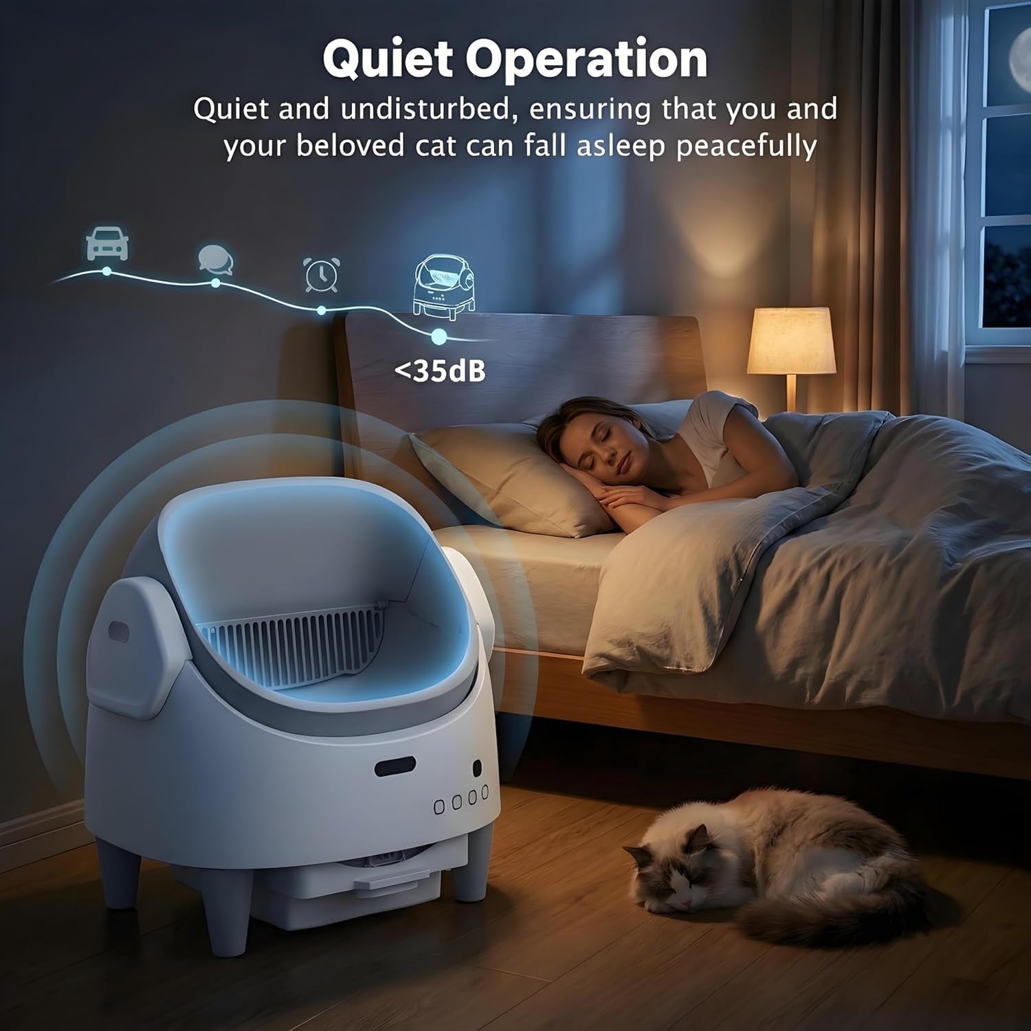 Self Cleaning Cat Litter Box APP Monitor Auto Open Top Multi Cat