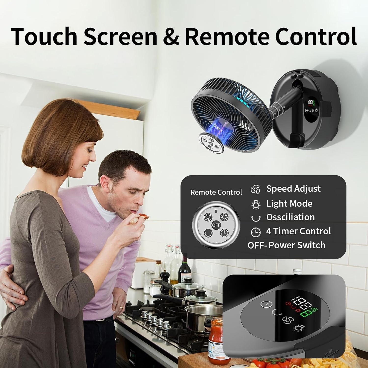 20000mAh Foldable Fan – 8-Speed Rechargeable Floor & Desk Fan with LED Remote