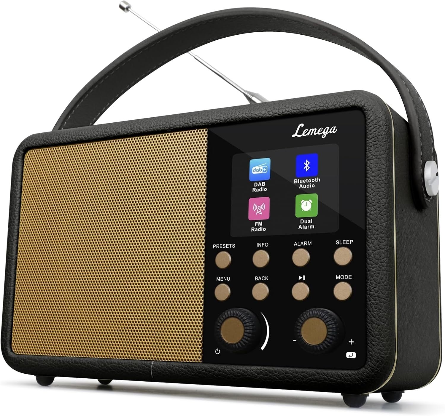 Retro DAB+ Digital Radio Bluetooth Alarm Clock Black 60 Presets