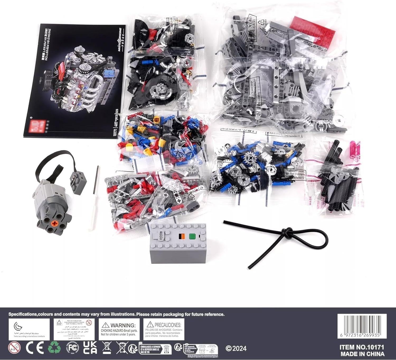 Mini V8 Engine Model Kit 487pcs DIY STEM Motor Build Mechanical Toy Set