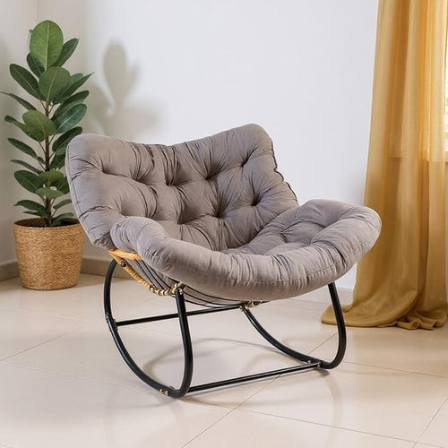 Oversized Egg Chair Rattan Wicker Outdoor Rocker w/ Cushion Garden Patio Relax