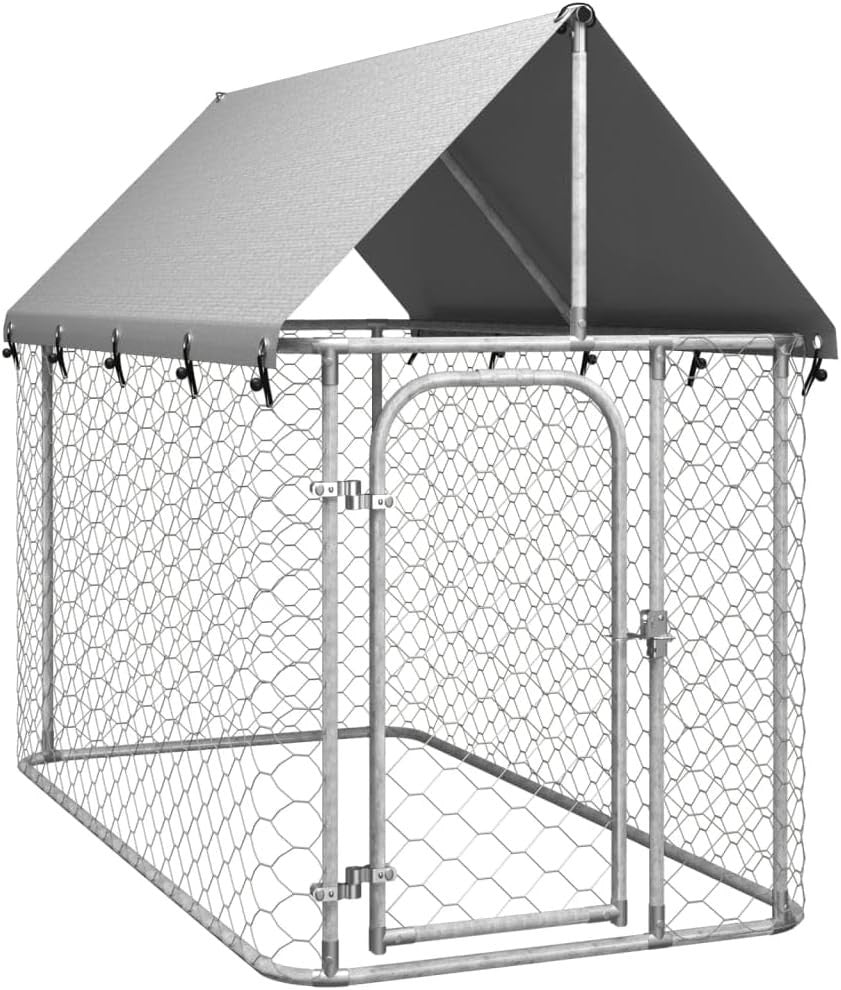 Outdoor Dog Kennel 200x100x150cm with Roof – Secure, Weatherproof, Steel Frame