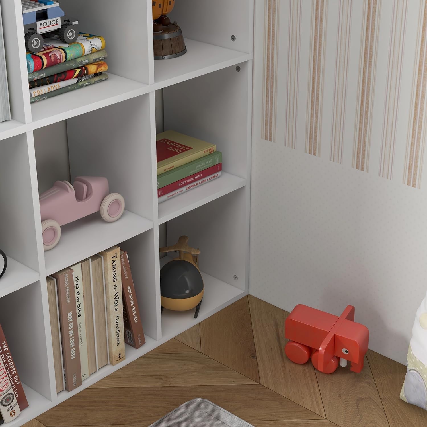10-Cube Wooden Display Shelf Stair Bookcase Modern Storage Unit for Home & Offic
