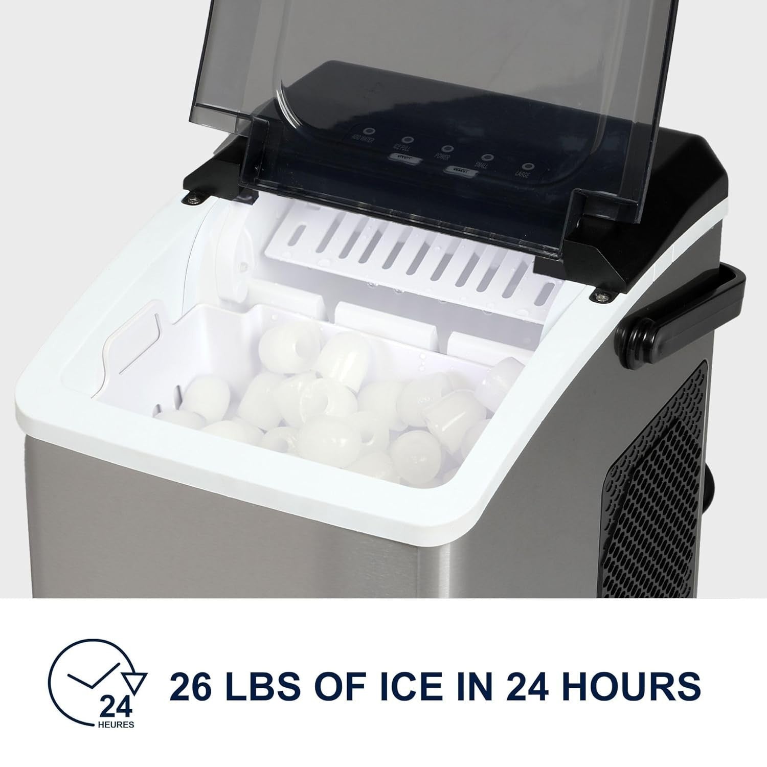 Countertop Ice Maker 12KG Nugget Ice Machine Fast 6-Minute Stainless Steel