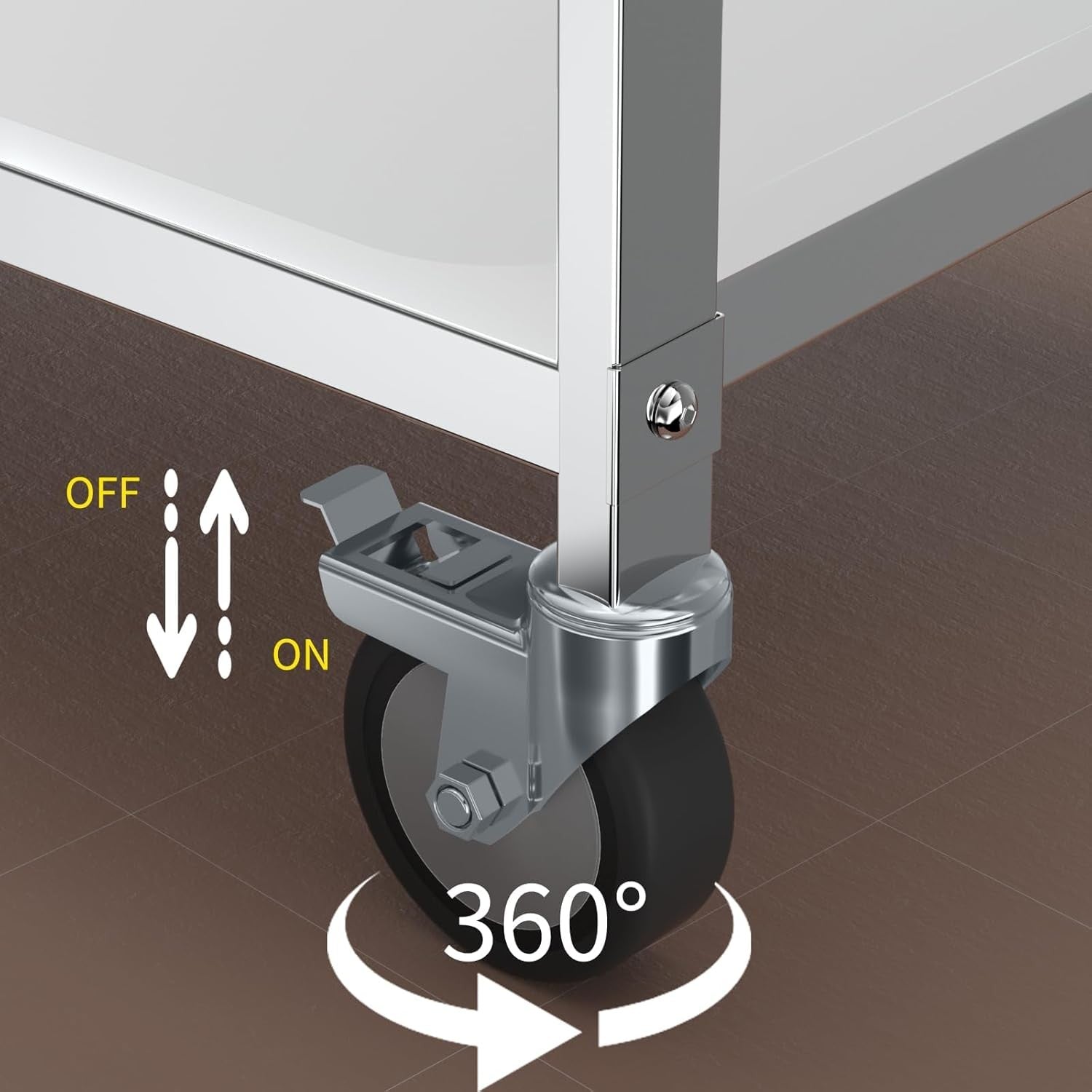 Stainless Steel Kitchen Trolley 3 Tier Utility Serving Cart Locking Wheels