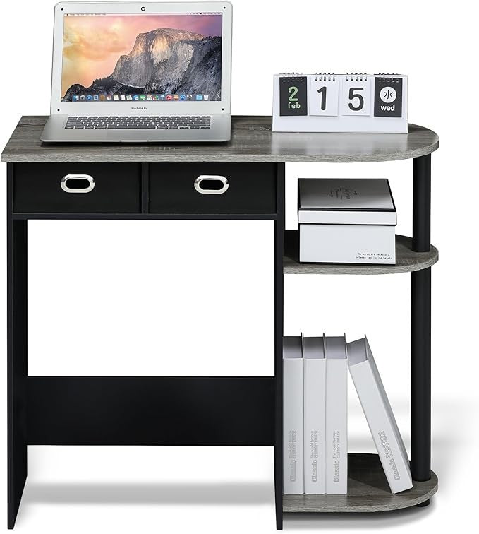 Compact Home Laptop Desk Study Writing Table Storage Shelves Small Space