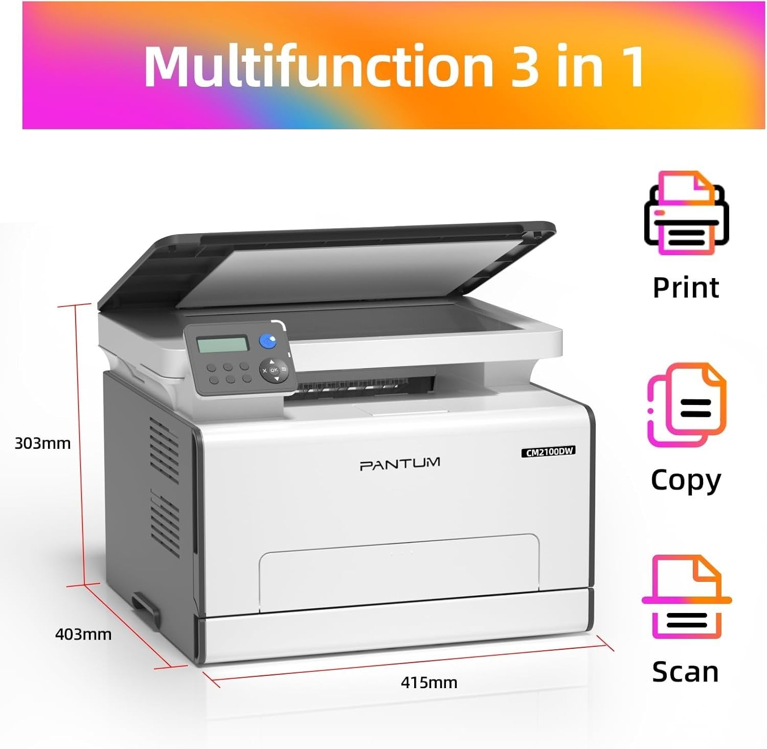 White Colour Laser Printer A4 20ppm 3-in-1 Auto Duplex WiFi USB