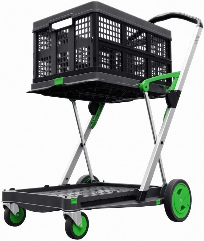 Two-Tier Folding Trolley – Portable Collapsible Cart for Workshop & Home