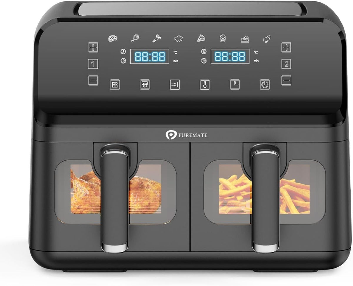 9L Dual Air Fryer | Twin Basket 4.5L+4.5L | 8 Presets | Digital Touch Display