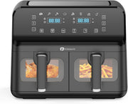9L Dual Air Fryer | Twin Basket 4.5L+4.5L | 8 Presets | Digital Touch Display