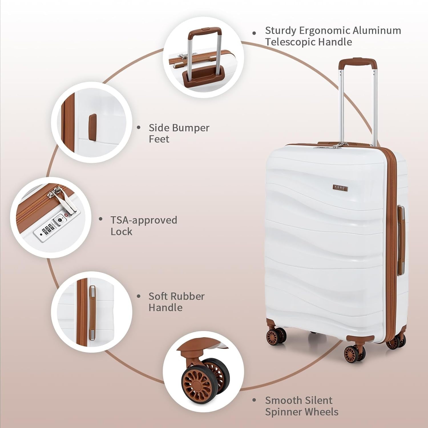 28in Extra Capacity Check In Suitcase Polypropylene Hard Shell TSA Wheels