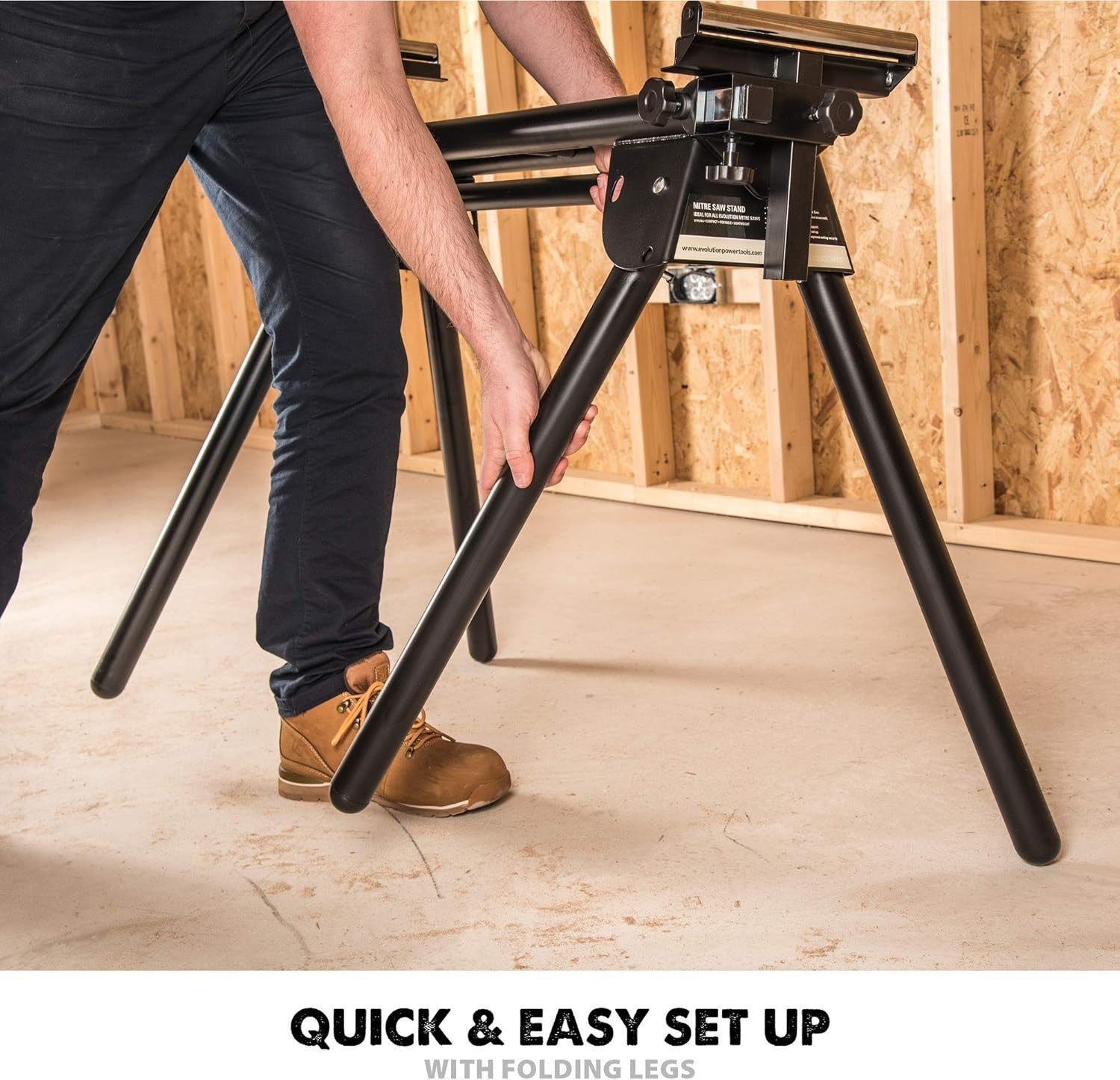 EVOMS1 Mitre Saw Stand Folding Universal Fit Extendable Arms 150kg Support