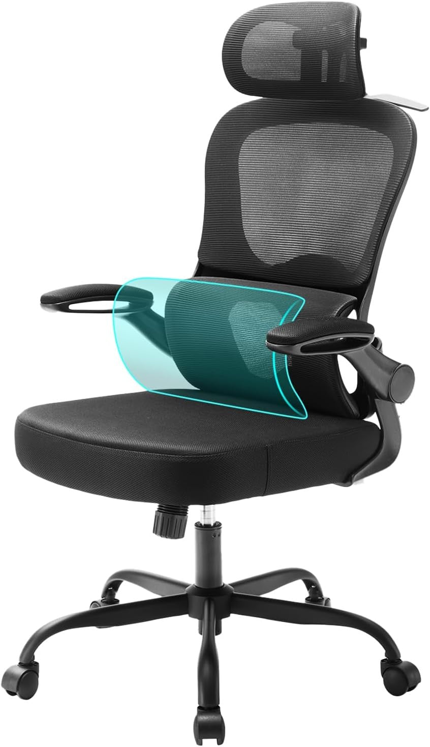 Ergonomic Office Chair Dual Backrest Lumbar Support Flip Arms