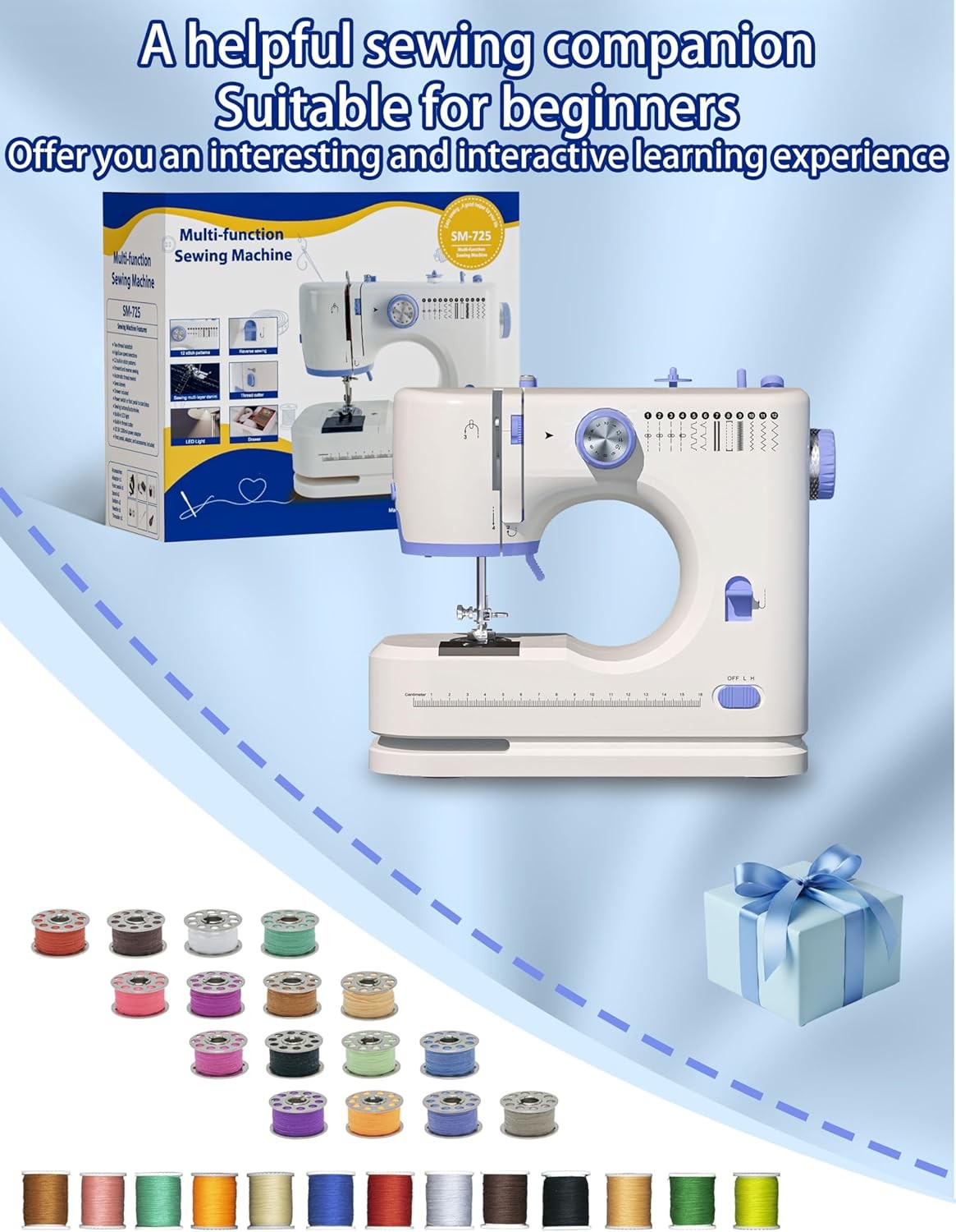 Portable Sewing Machine 12 Stitch 2 Speed Foot Pedal Beginner Home Use