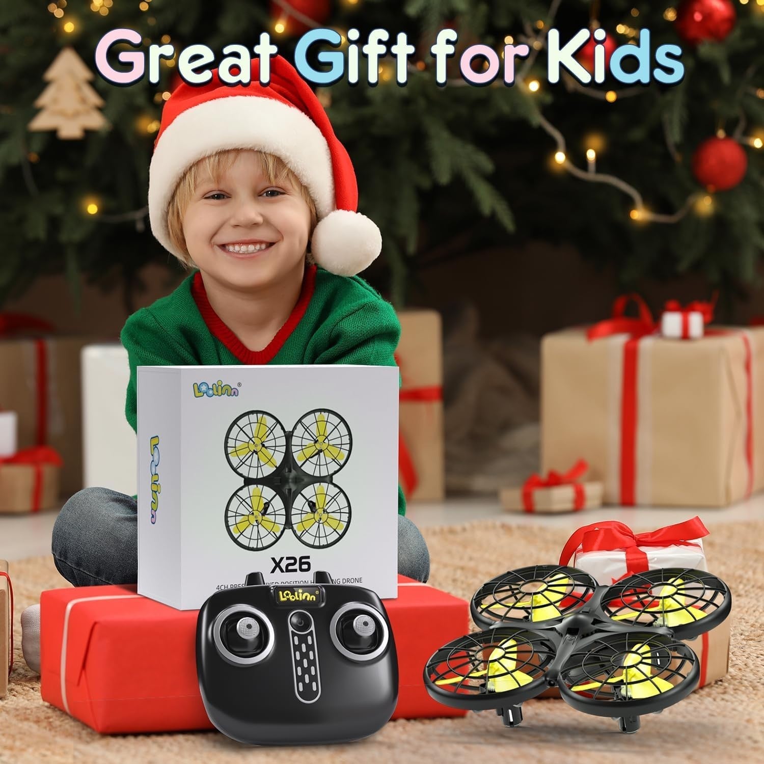 Mini Drone for Kids Gift Safe Hand Control RC Toy Auto Collision 360 Flip 20min