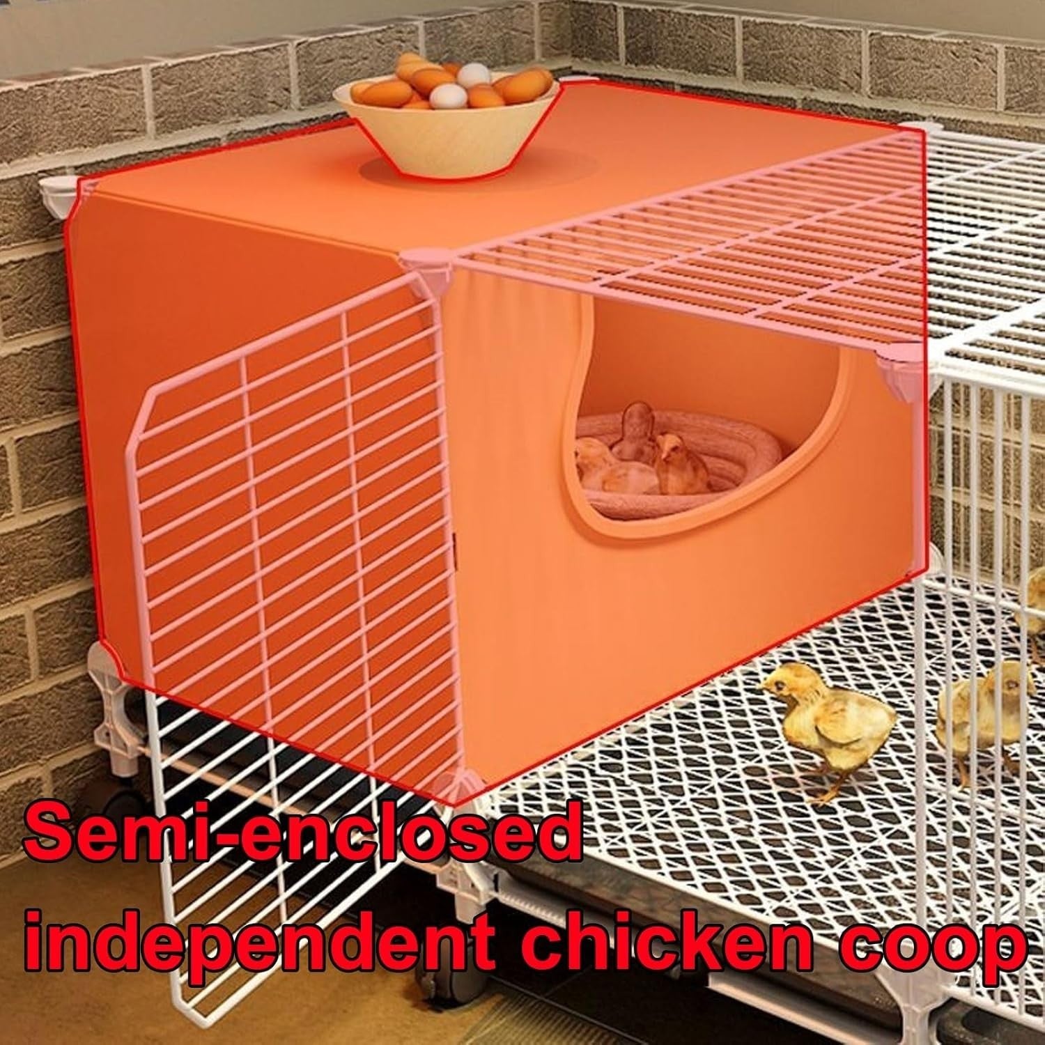 Mobile Chicken Coop with Wheels Iron Mesh Run Tray