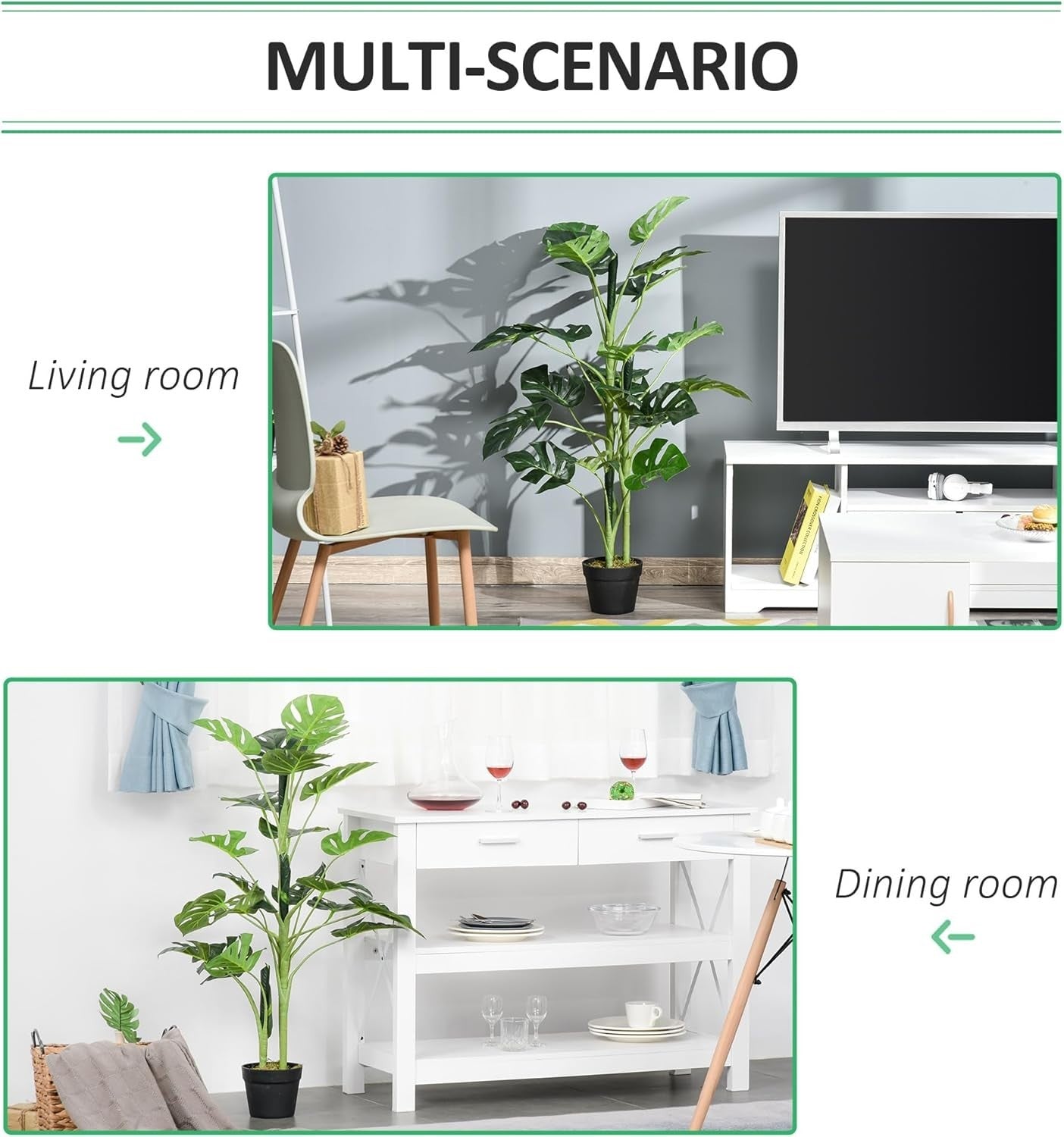 3.3FT Artificial Monstera Tree Potted Indoor Plant Tropical Green Home Decor
